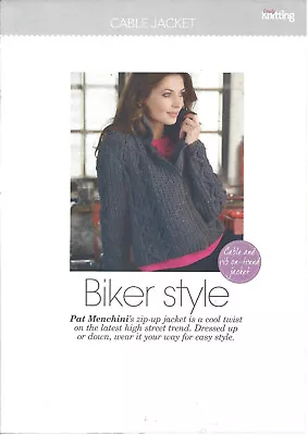 Buy Knitting Pattern Ladies Biker Style Jacket With Off Centre Zip In DK • 2.25£