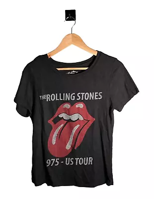 Buy The Rolling Stones 1975 T-Shirt Womens Size M Black Short Sleeve Tongue Graphic • 12.95£