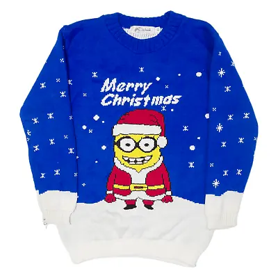 Buy NO PROBLEM EXCLUSIVE Christmas Minion Boys Jumper Blue Chunky Knit M • 9.99£