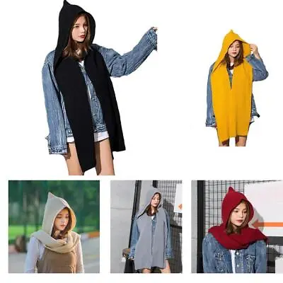 Buy Ladies Knitted Hooded Winter Scarf Snood Hoodie Hat Beanie • 11.12£