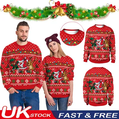 Buy Womens Mens Christmas Ugly Jumper Sweater Xmas Santa Sweatshirt Pullover Tops UK • 7.99£
