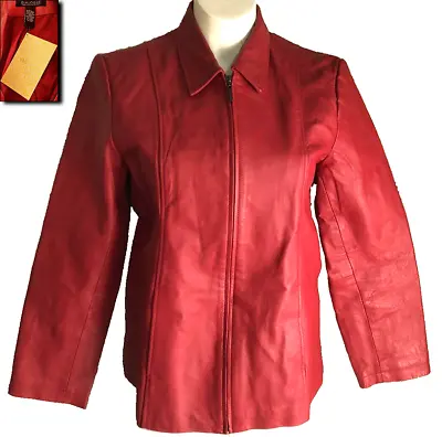 Buy Nwt! Dialogue Valentine Berry Red Washable Leather Lined Button Jacket Coat L A+ • 42.48£