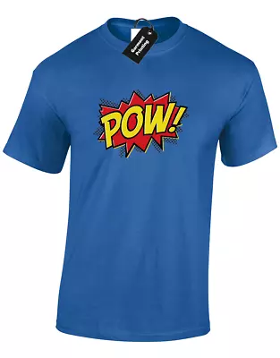 Buy Pow Mens T-shirt Retro Bat Comic Book Design Man Funny Superhero Top (col) • 7.99£
