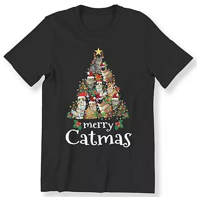 Buy Merry Catmas Men's Ladies T-shirt Christmas Cat Lovers Gift T-shirt 100% Cotton • 12.99£