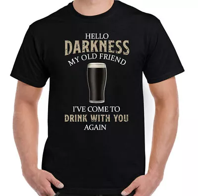 Buy GUINESS T-SHIRT Mens Hello Darkness My Old Friend Beer Alcohol BBQ Funny Tee • 9.99£