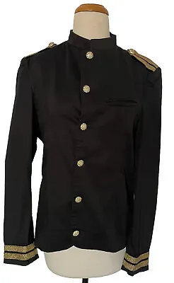 Buy Marching Band Unisex M Jacket Black Gold Lame Trim Rhinestone Button Cosplay • 128.27£