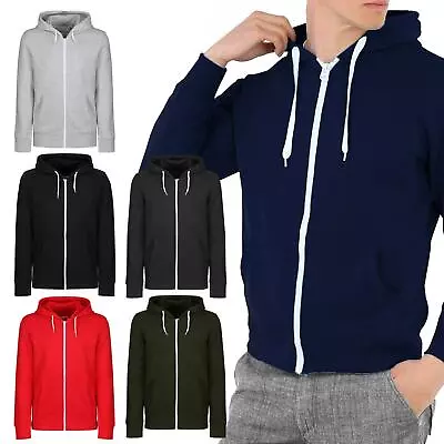 Buy New Mens Plain Coloured Zip Up Hoodie Hooded Jacket  Warm Sweatshirt Xmas Tops • 17.99£