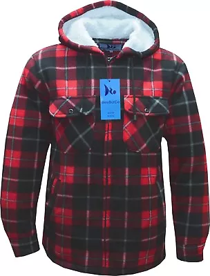 Buy Hooded Fleece Padded Lumberjack Shirt Jacket Fur Lined Sherpa Winter Warm M-5XL • 17.99£