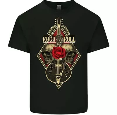 Buy Rock & Roll T-Shirt Guitar Skull Mens Guitarist Biker Death Heavy Metal Music • 12.49£
