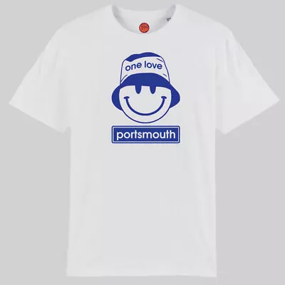 Buy One Love Smiley White Organic Cotton T-shirt Gift For Fans Of Portsmouth • 22.99£