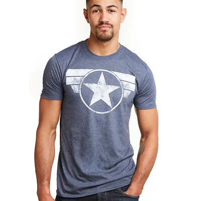 Buy Captain America Mens T-shirt Logo Navy S-2XL Marvel Avengers Official • 11.19£