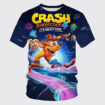 Buy Crash Bandicoot Casual Game Cartoon 3D Printing Kids Short Sleeve Light T-Shirt • 13.44£