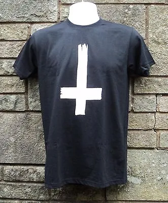 Buy Inverted Cross T Shirt, Black Goth Rock Men's T Shirt • 4.59£