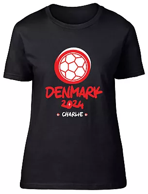 Buy Personalised Denmark 2024 Women T-Shirt Football Soccer Supporter Fan Ladies Tee • 8.99£