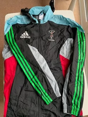 Buy Harlequins Rugby Club Rain Jacket Adidas Medium Detachable Hood • 15£