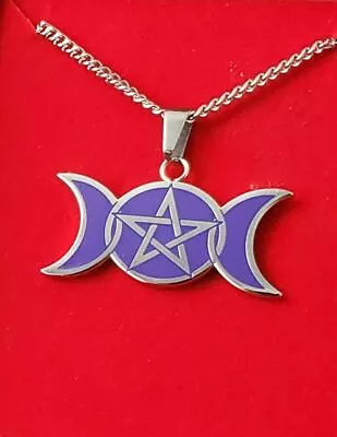 Buy Witch's Necklace Purple Hecate Triple Moon Goddess Goth Occult Punk Pagan Alt • 10.26£