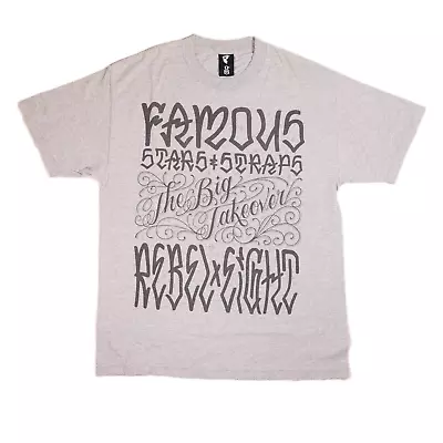 Buy Famous Stars & Straps X Rebel Eight The Big Takeover Large T-Shirt Grey Graffiti • 24.99£