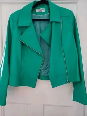 Buy Helene Berman Green Leather Jacket Size 12 • 28£