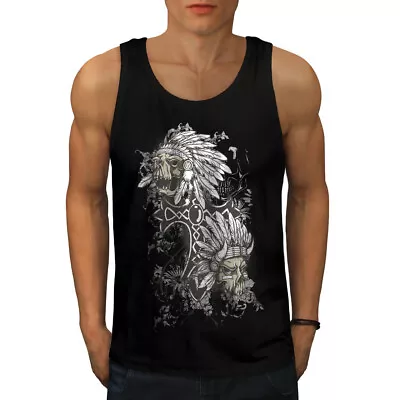 Buy Wellcoda Evil Indian Head Skull Mens Tank Top, Native Active Sports Shirt • 19.99£