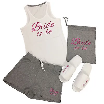 Buy Wedding Vest Top & Shorts Pyjamas Set Hen Do Party Night Bride To Be Bridesmaid • 22.61£