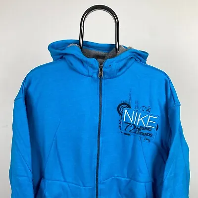 Buy Nike Zip Hoodie Vintage Jumper Top - Blue - Mens Small / K XL • 0.99£