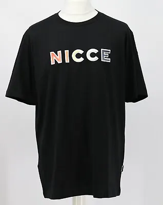 Buy Nicce Dent Mens Black Multicolour Logo Short Sleeve T Shirt Tee Ad • 11.80£