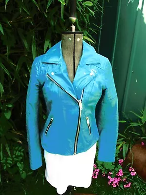 Buy Ladies Biker Style Real Leather Jacket Size 12 • 18£