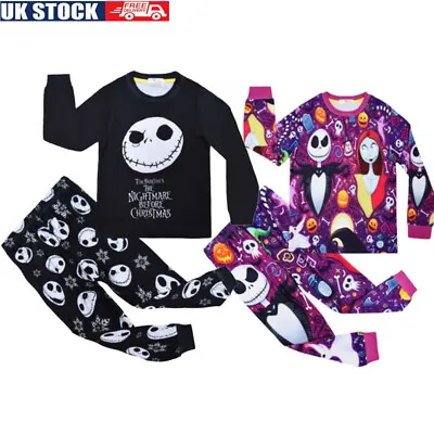 Buy Girls Boys Nightmare Before Christmas Pyjamas Kids Nightwear Loungewear PJs Set • 10.92£