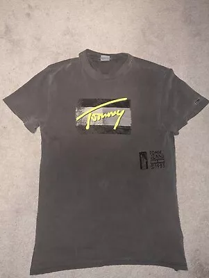 Buy Tommy Jeans Tshirt Washed Grey Vintage Style Size Small • 10£