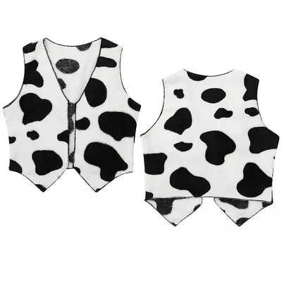 Buy Boys Girs Cowboy Cowgirl Costume Vest Carnival Fancy Dress Cow Print Waistcoat • 6.66£