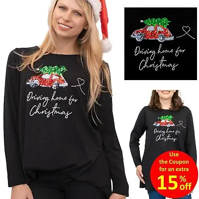 Buy Evans Womens Jumper Christmas Fun Sequin Embroidered Knit Lightweight Xmas • 17.95£