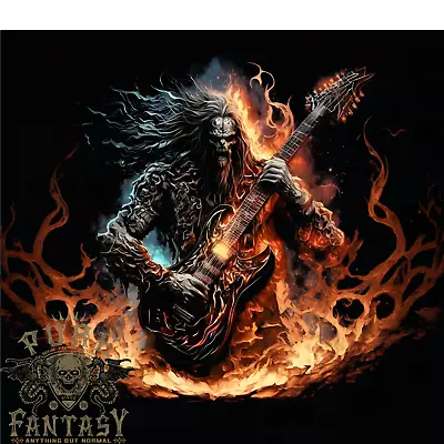 Buy Demon Rocker Rock N Roll Heavy Metal Guitar Skull Mens T-Shirt 100% Cotton • 10.75£