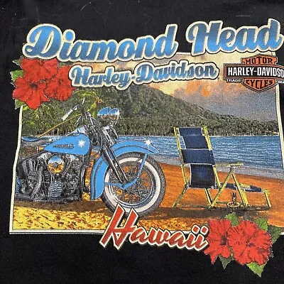 Buy Womens Large HARLEY-DAVIDSON Motorcycles Diamond Head Hawaii Black T-Shirt • 23.68£