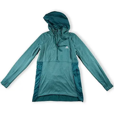 Buy Adidas Women's Sweater Medium ClimaWarm Green Pullover Hoodie 1/4 Zip • 24.11£