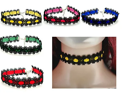 Buy Choker Necklace Velvet Black Lace Collar Classic Gothic Retro Vintage Jewellery • 4.45£
