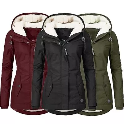 Buy Fashionable Womens Winter Warm Overcoat Hooded Faux Fur Parka Jacket Coat Ladies • 37.73£