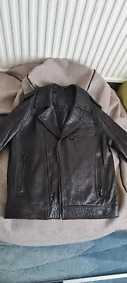 Buy Men Guess Dj Tiesto Biker Crocodile Leather Jacket Medium Black • 50£