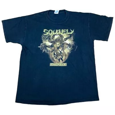 Buy Soulfly T Shirt Large Black Metal Band Graphic Oversized Metal Rock Hipster • 22.50£