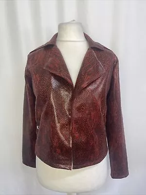 Buy GEORGE Women's Faux Leather Biker Jacket Red Snake Skin Size UK10 E1670 • 14.24£