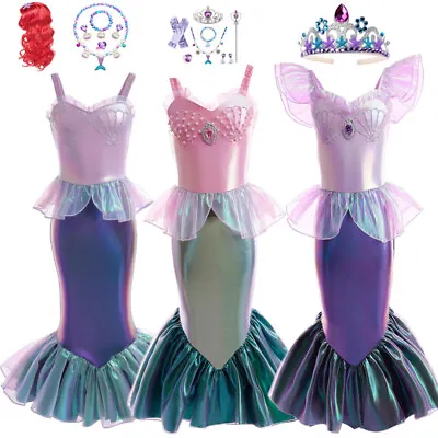 Buy Kids Girls Lovely Ariel Mermaid Costume Cosply Princess Party Fancy Dress Up • 4.39£
