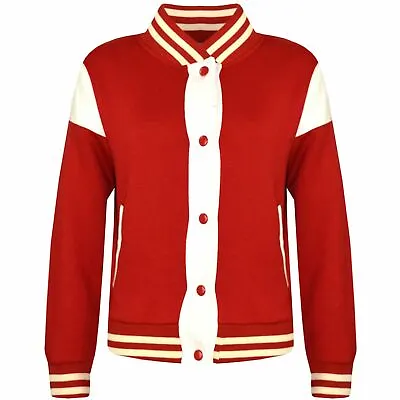 Buy Kids Unisex Plain Red Baseball Jacket Varsity Style School Jackets Top 2-13Y • 11.99£