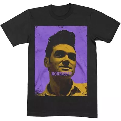 Buy Officially Licensed Morrissey Purple And Yellow Portrait Mens Black T Shirt • 17.50£