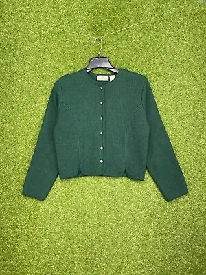 Buy Carroll Reed Cropped Cardigan Sweater Jacket 100% Wool Vintage Green Women 12 • 22.67£