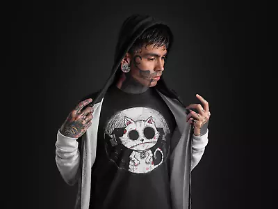 Buy Zombie Cat Mens T-Shirt Goth Rock Burton Halloween Spooky Undead Kitty Nightmare • 11.95£