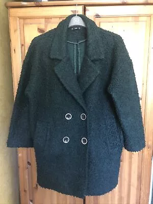 Buy Ladies Trendy Dark Green Woolly Jacket Uk 14 Coat With Pockets Great Condition • 25£
