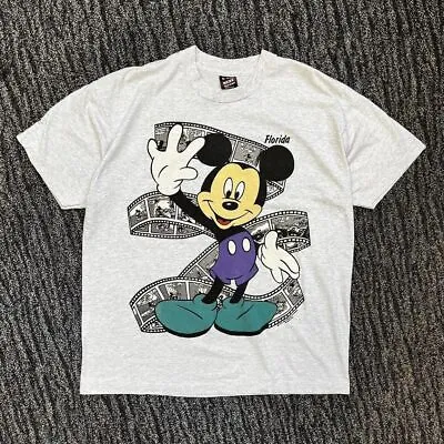 Buy Vintage Disney T Shirt Single Stitch Mickey Mouse Florida Graphic In Grey • 12£