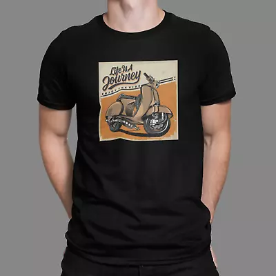 Buy Retro Vintage Custom Vespa Scooter Life Is A Journey T-shirt Design • 9.95£