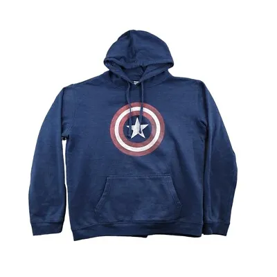 Buy Marvel Hoodie Large L Adult Navy Blue Mens Sweatshirt Outdoor Cotton • 12£