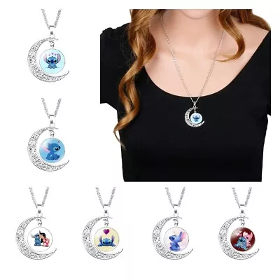 Buy Lilo Stitch Heart Pendant Charm Necklace Cute Disney Cartoon Character Jewelry • 5.98£