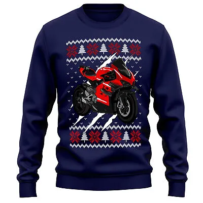 Buy Motorbike Christmas Jumper Race Bike Sweatshirt Funny Him Racing Fair Isle Mens • 24.99£